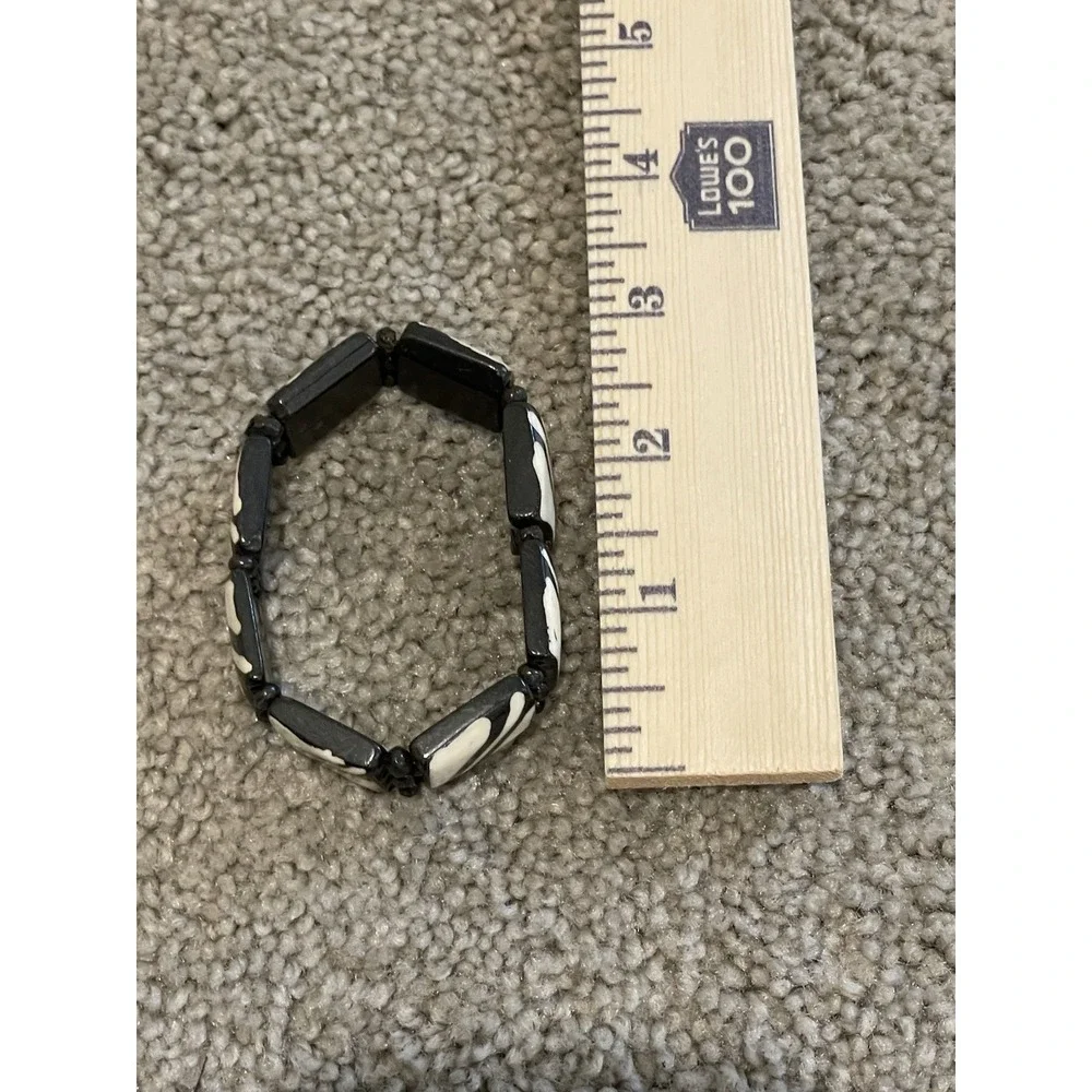 Black & White Acrylic slab‎ Stretch Bangle Bracelet f